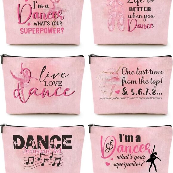 6 Pcs Dance Makeup Bag, Dancer Gifts, Dance Gifts Dance Stuff Cosmetic Bag Dance - Picture 1 of 6